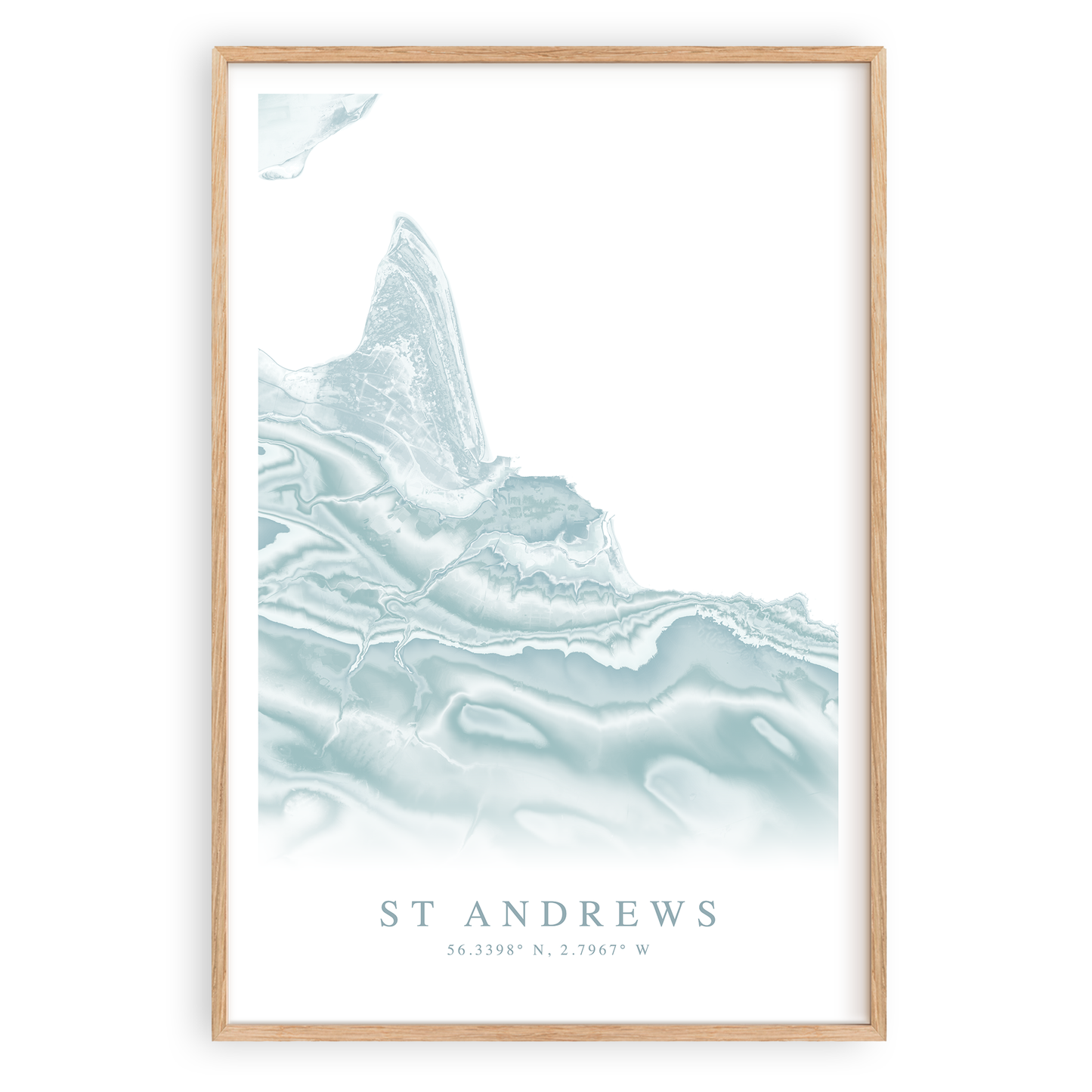 st andrews scotland map print in wood frame