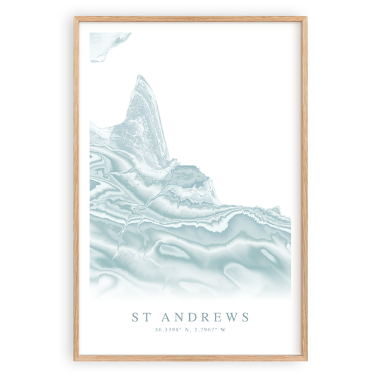 st andrews scotland map print in wood frame