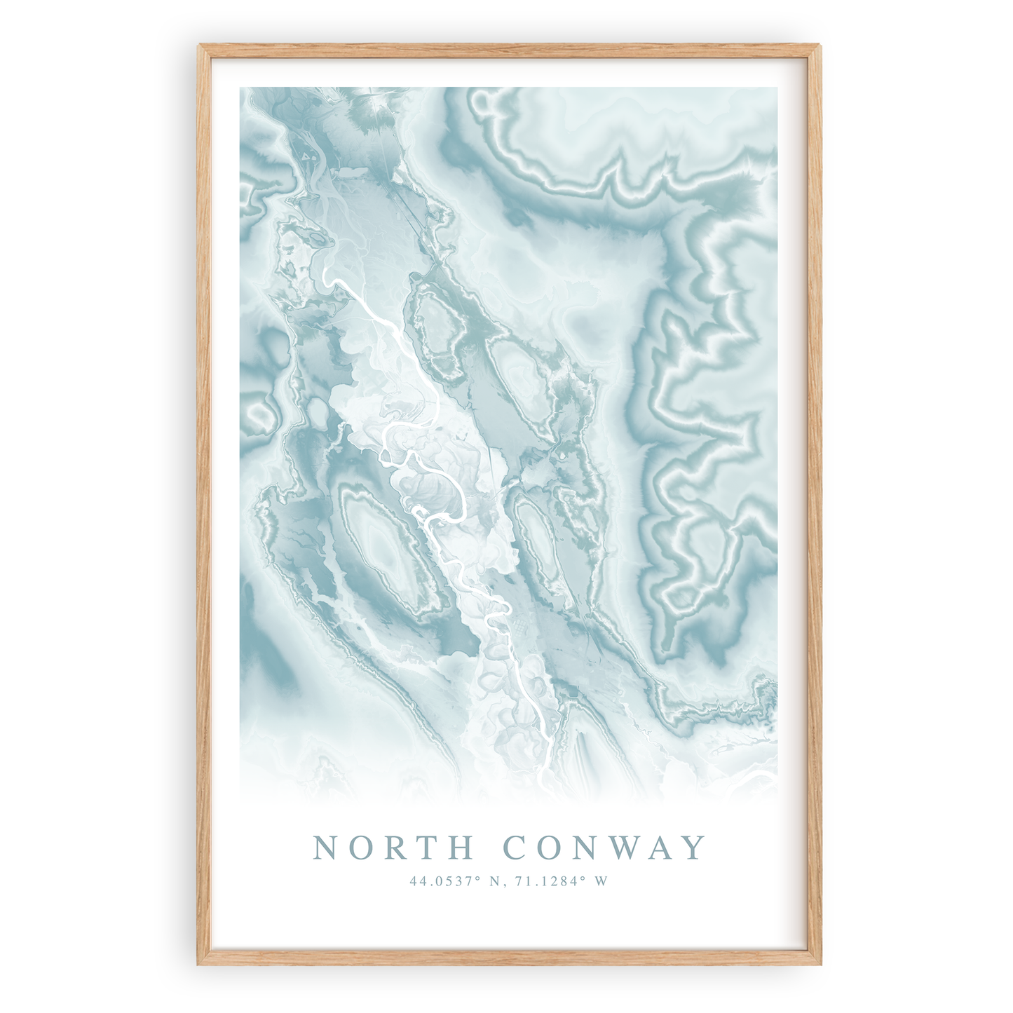 north conway new hampshire map print in wood frame