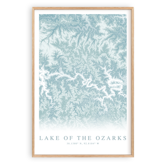 lake of the ozarks missouri map print in wood frame