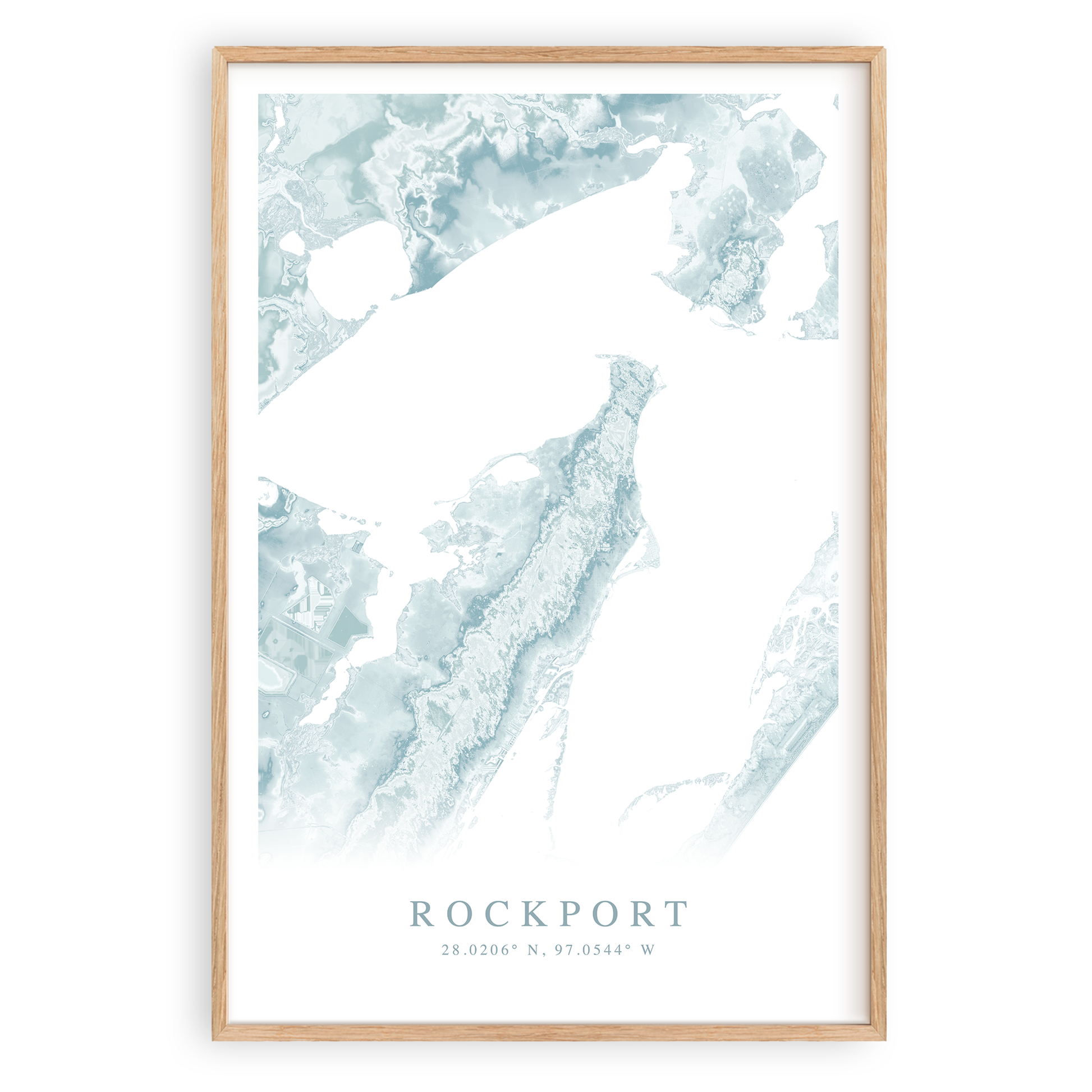 rockport texas map print in wood frame