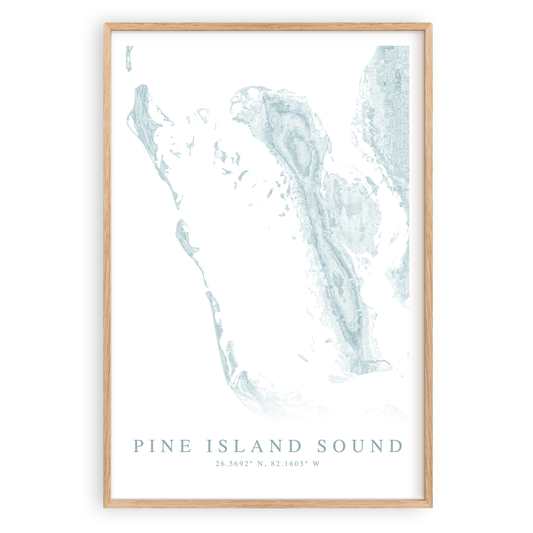 pine island sound florida map print in wood frame