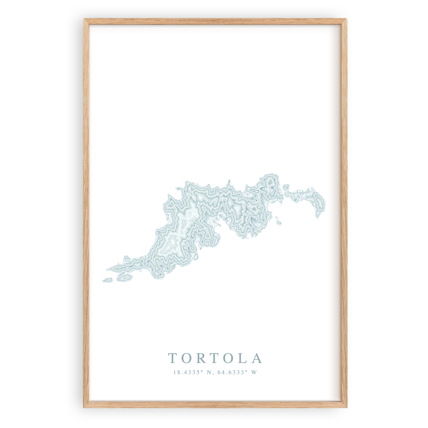tortola british virgin islands map print in wood frame