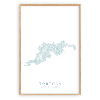 tortola british virgin islands map print in wood frame