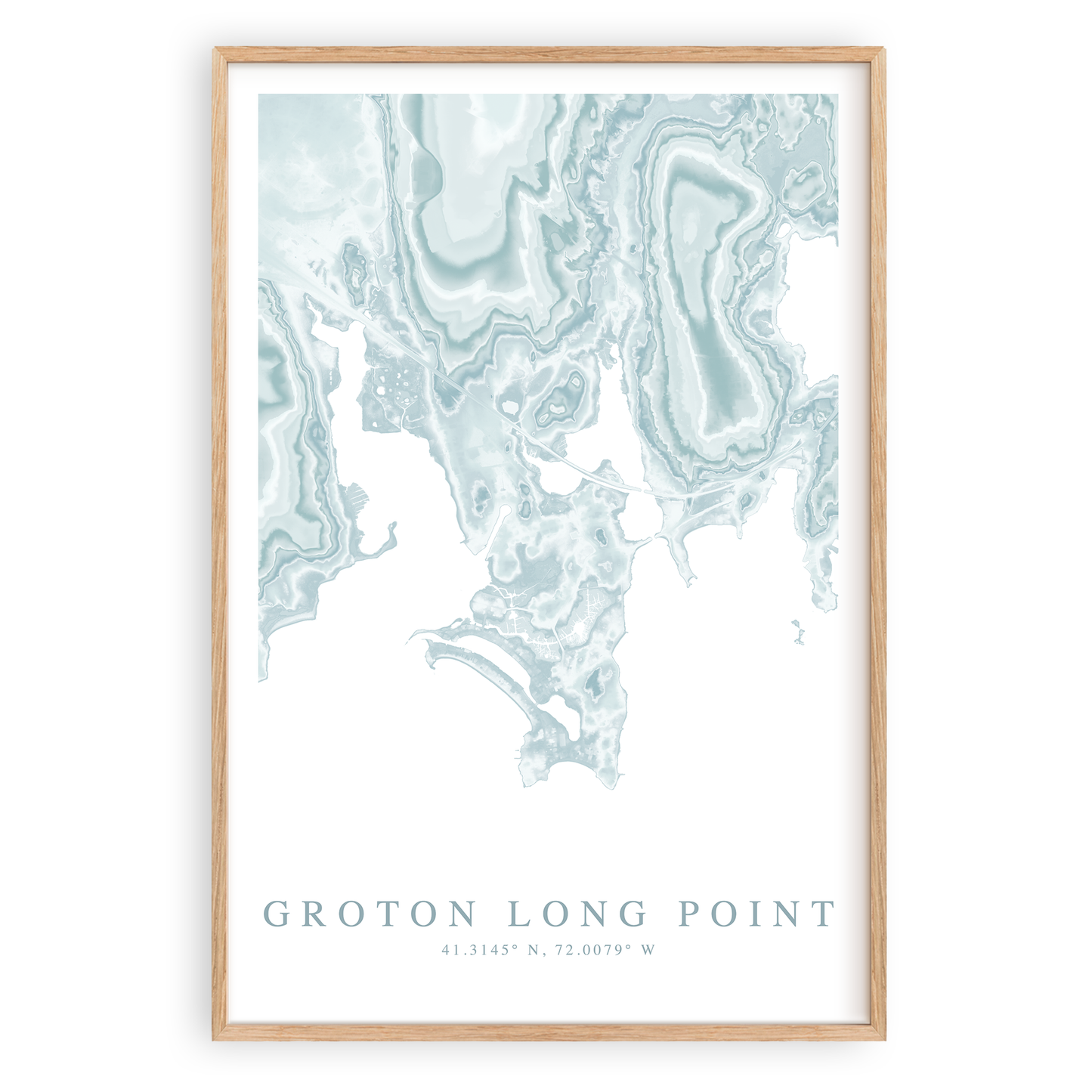 groton long point connecticut map print in wood frame