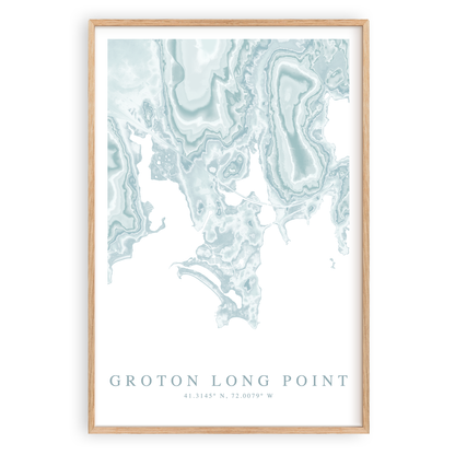 groton long point connecticut map print in wood frame