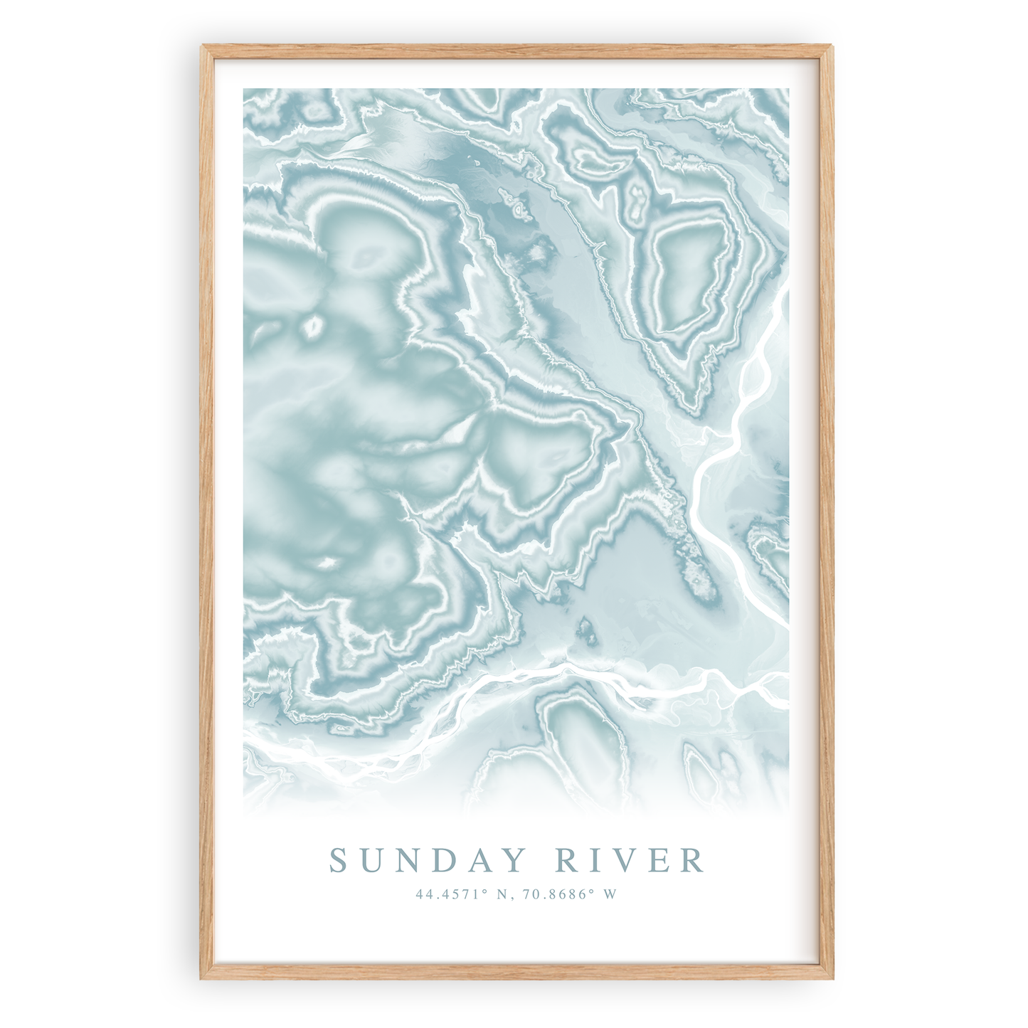 sunday river maine map print in wood frame