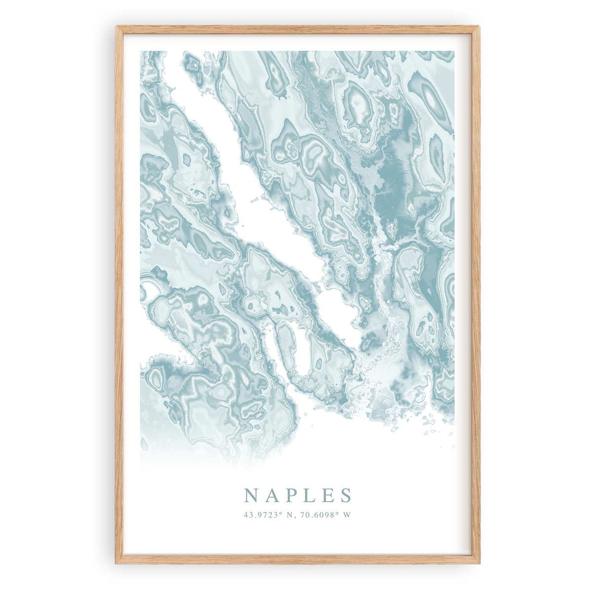 naples maine map print in wood frame