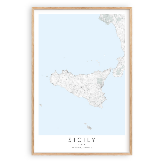 sicily map poster