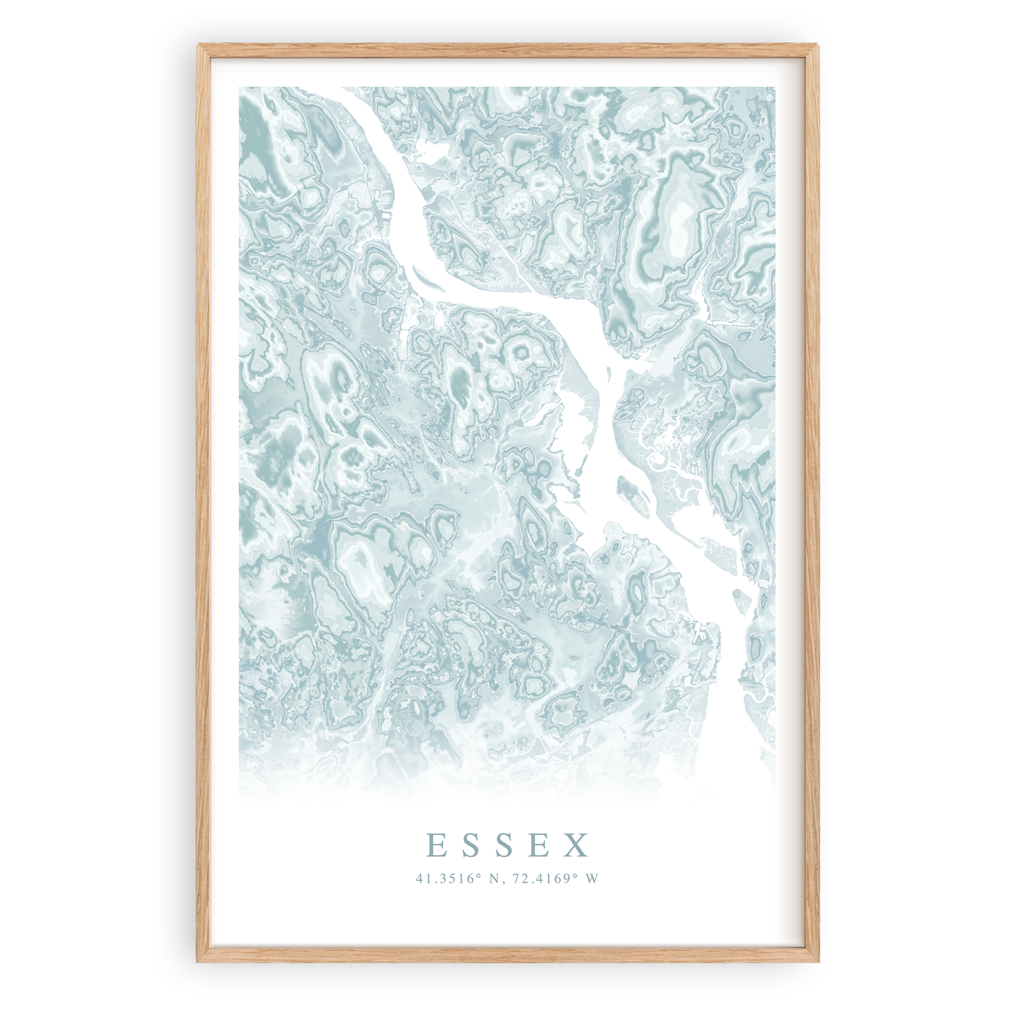 essex connecticut map print in wood frame