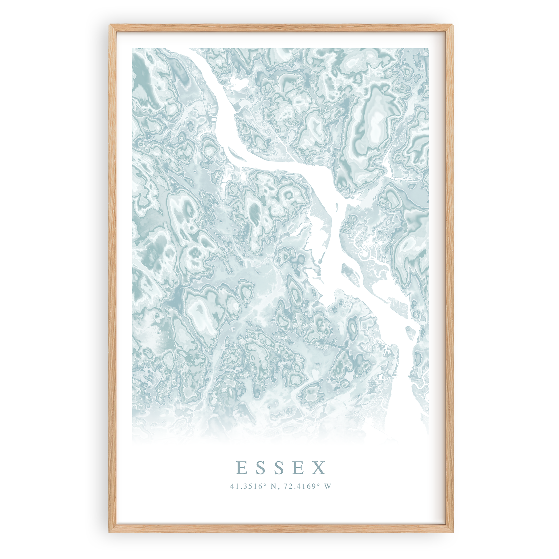 essex connecticut map print in wood frame