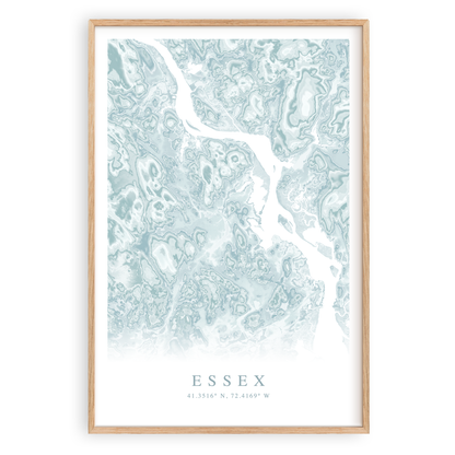 essex connecticut map print in wood frame
