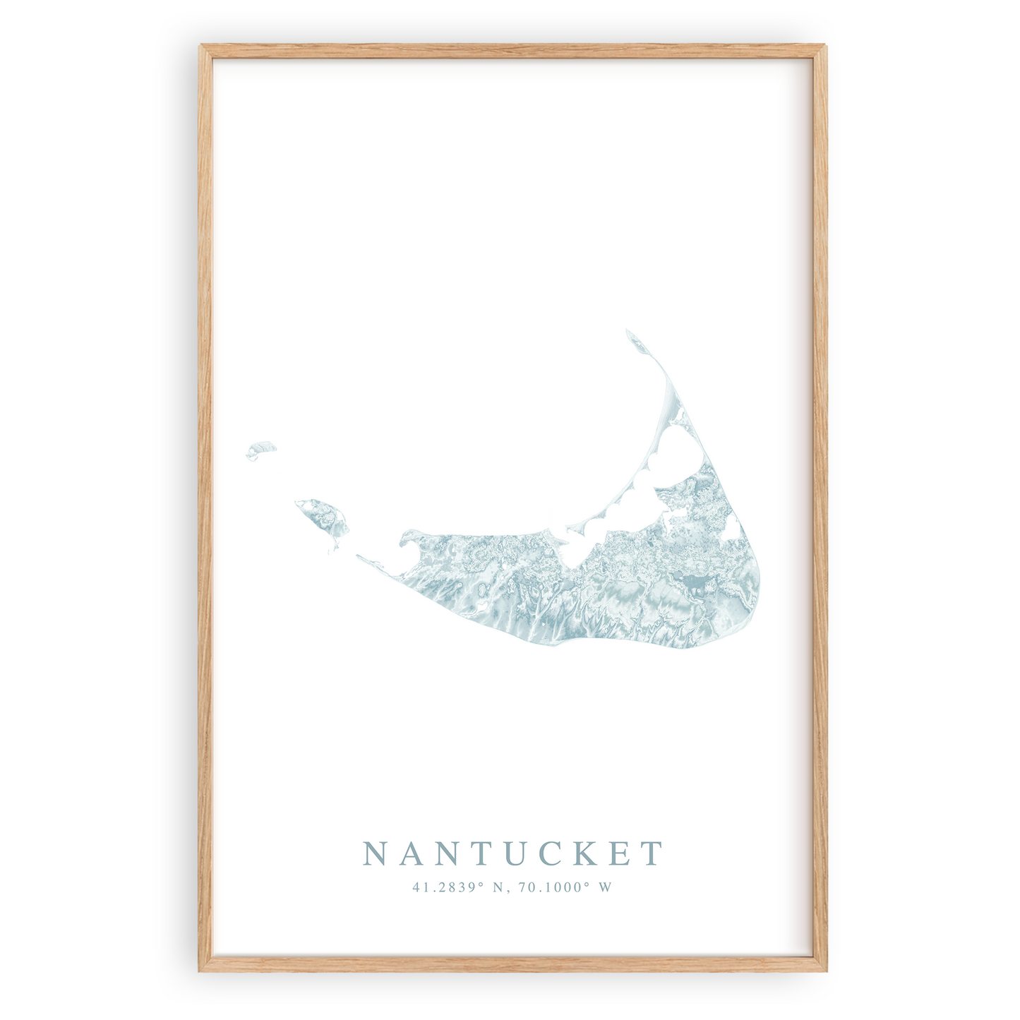 nantucket map print in wood frame