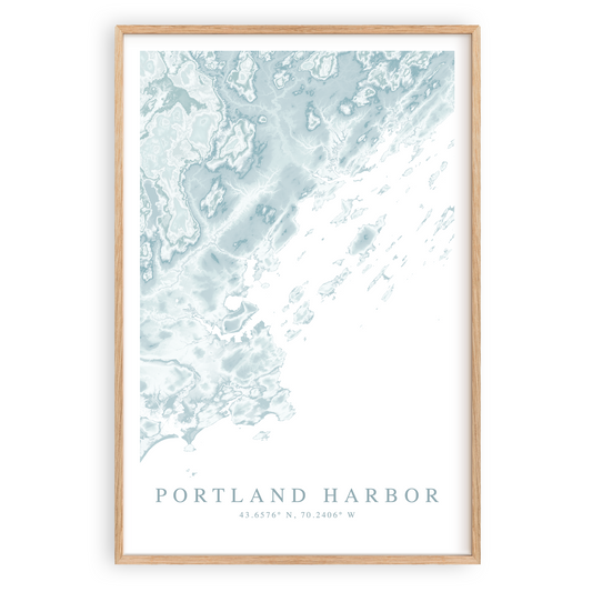 portland maine map print wood frame