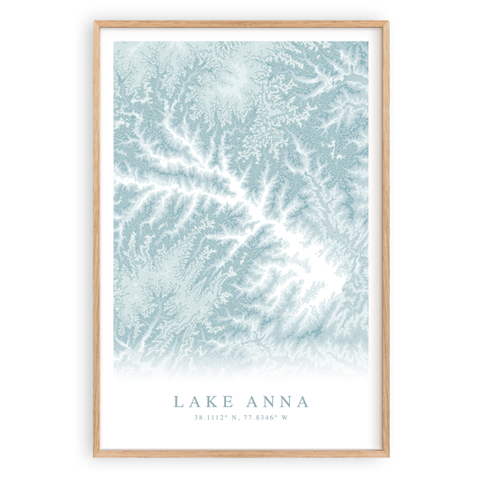 lake anna virginia map print in wood frame