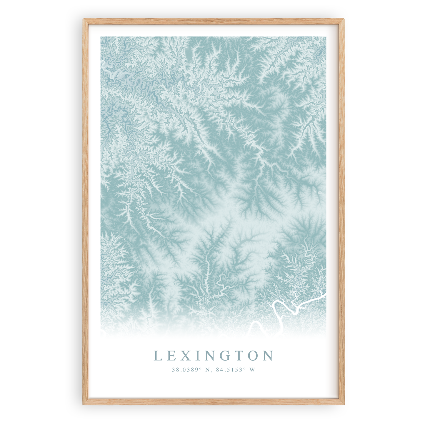 lexington kentucky map print in wood frame
