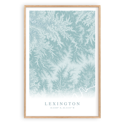 lexington kentucky map print in wood frame