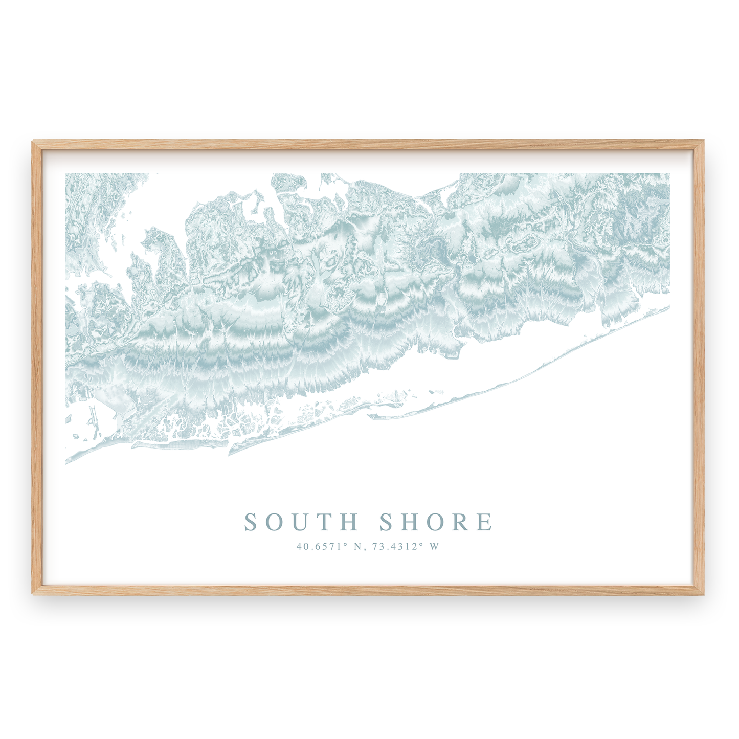south shore long island map print in wood frame