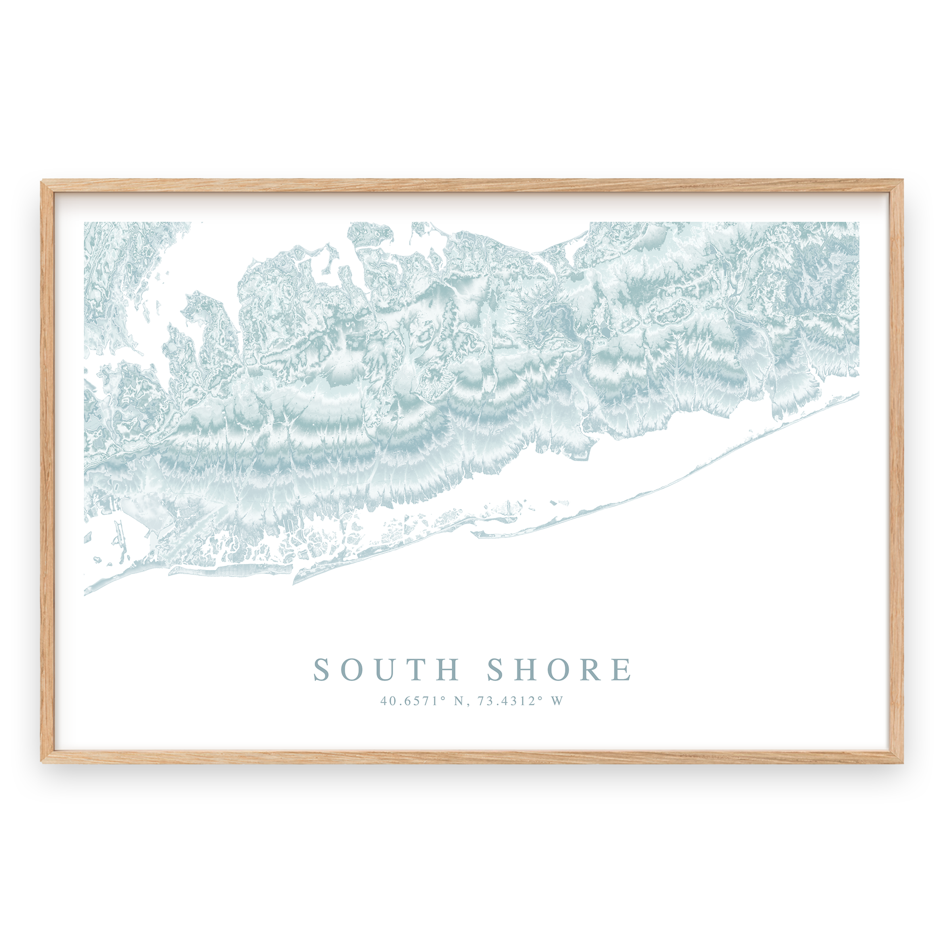 south shore long island map print in wood frame