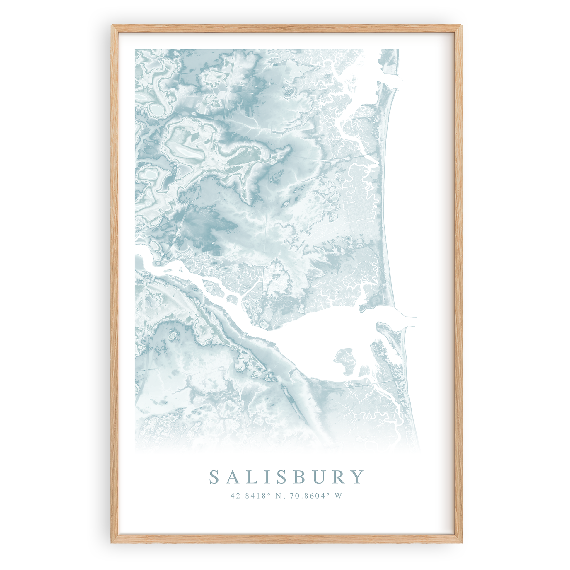 salisbury massachusetts map print in wood frame