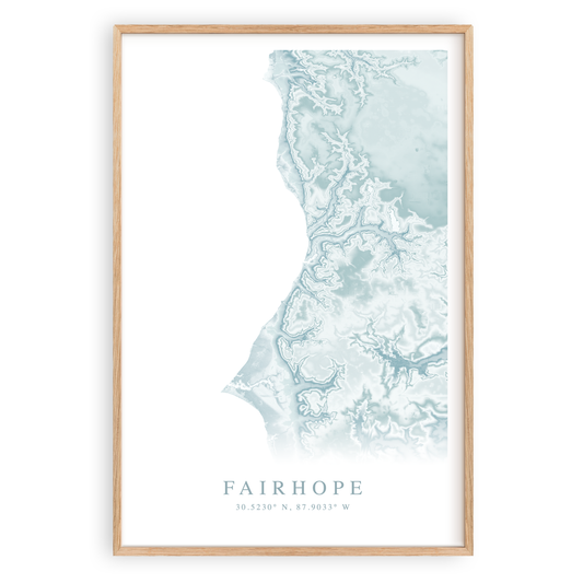 fairhope alabama map print in wood frame