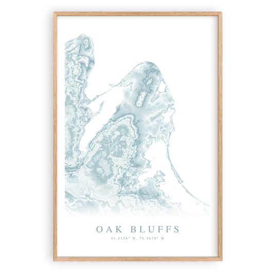 oak bluffs marthas vineyard map print in wood frame