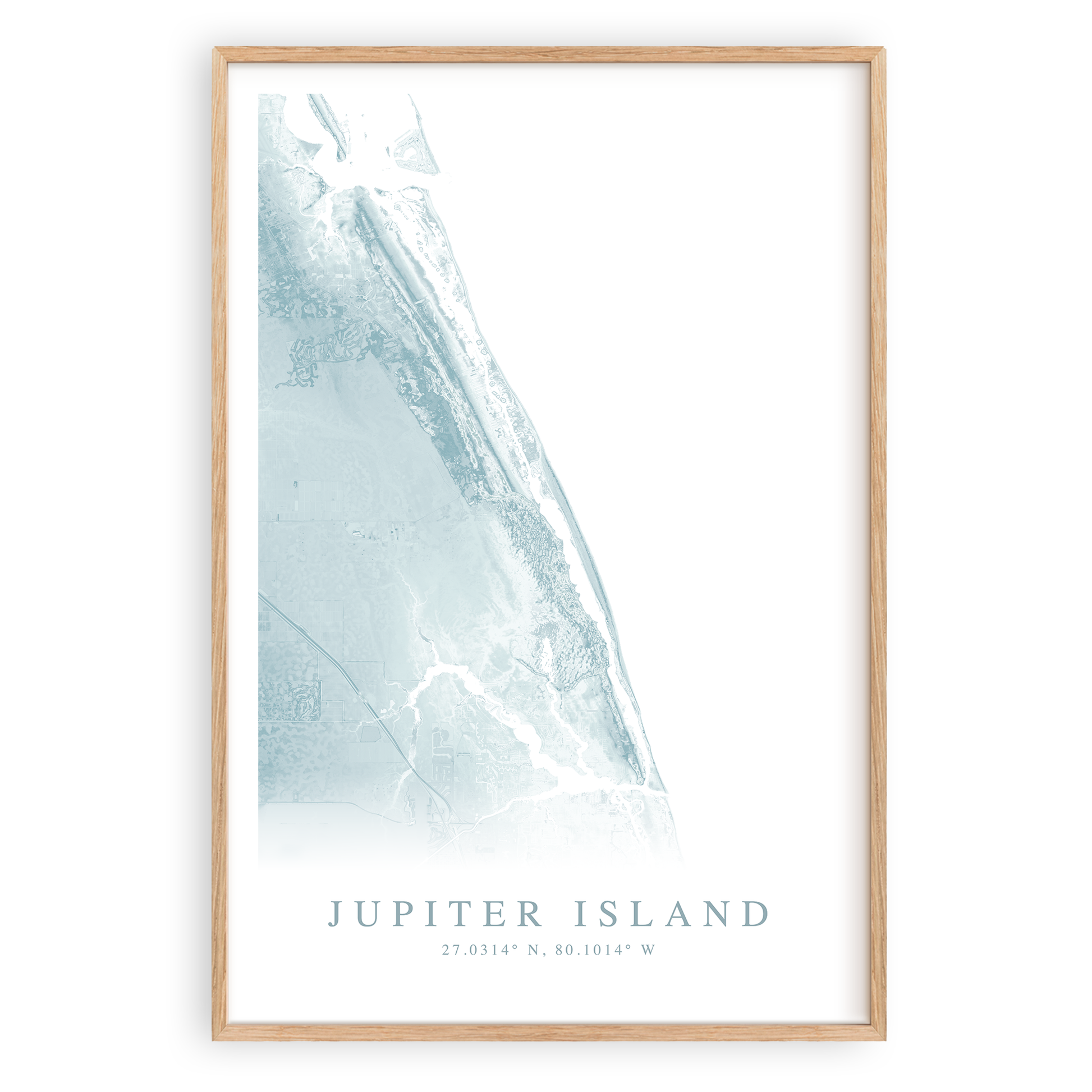 jupiter island florida map print in wood frame
