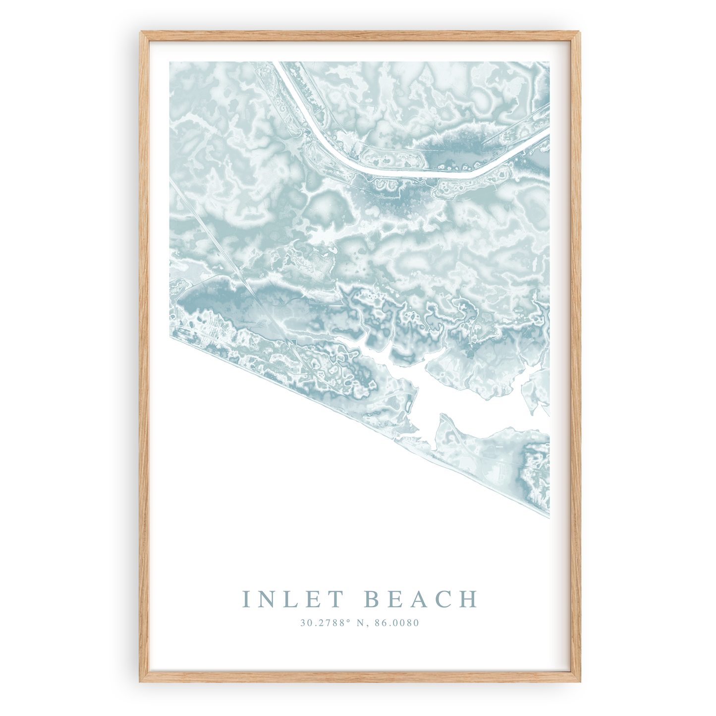 inlet beach florida map print in wood frame