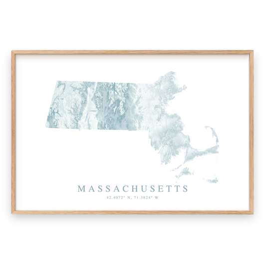 massachusetts state map print