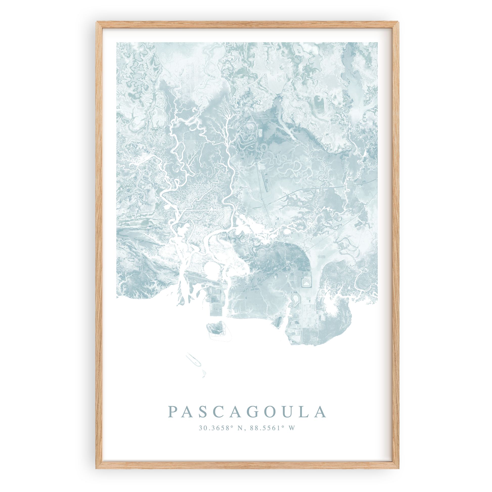 pascagoula mississippi map print in wood frame