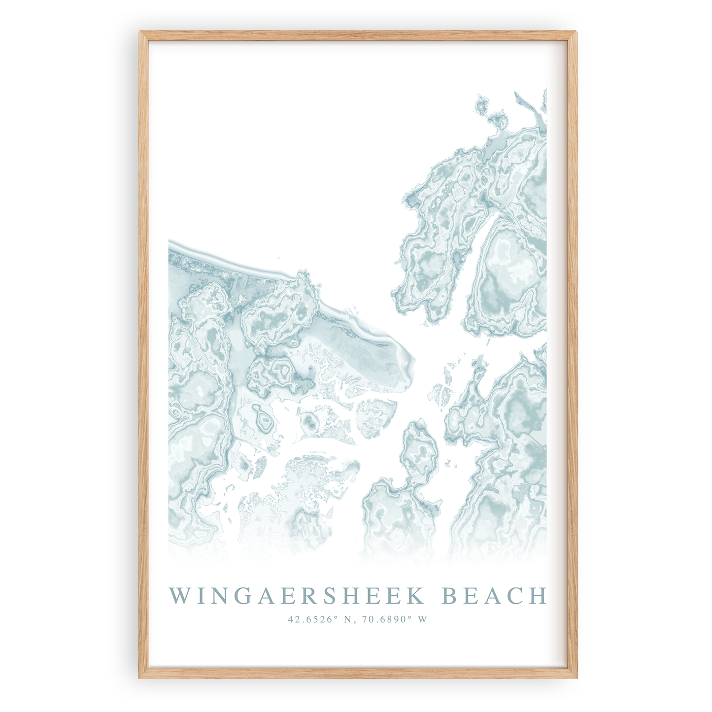 wingaersheek beach gloucester massachusetts map print in wood frame