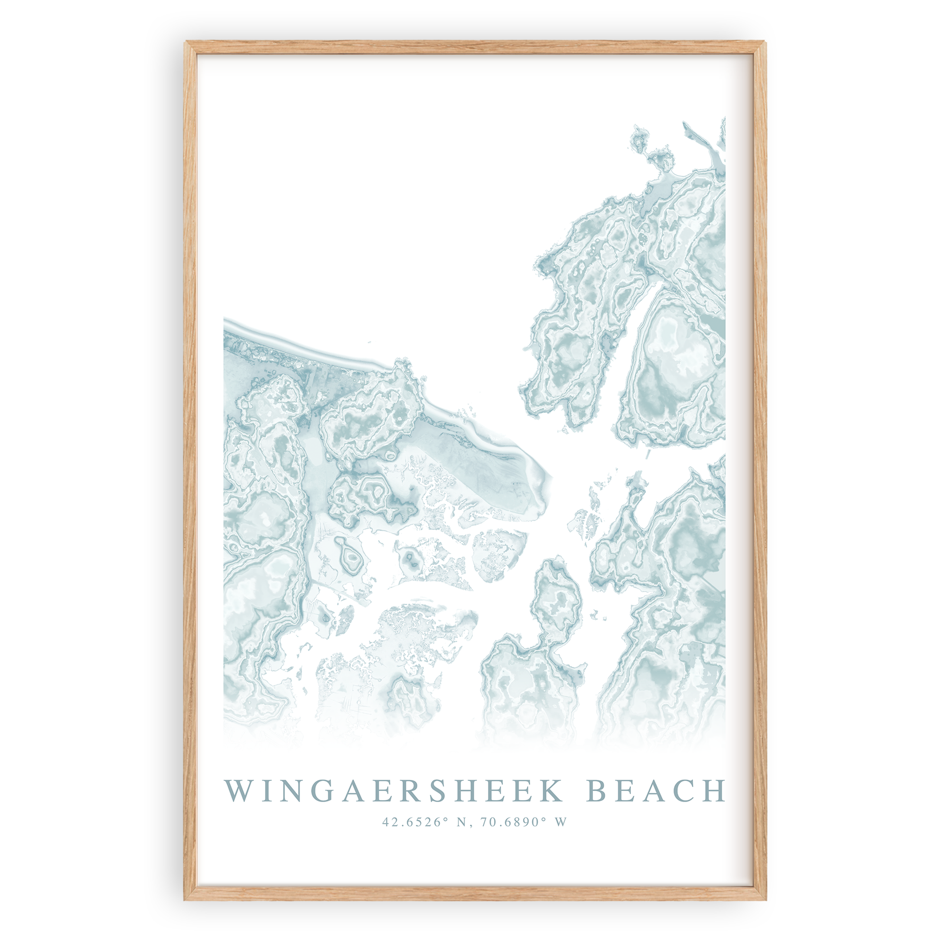 wingaersheek beach gloucester massachusetts map print in wood frame