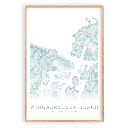 wingaersheek beach gloucester massachusetts map print in wood frame