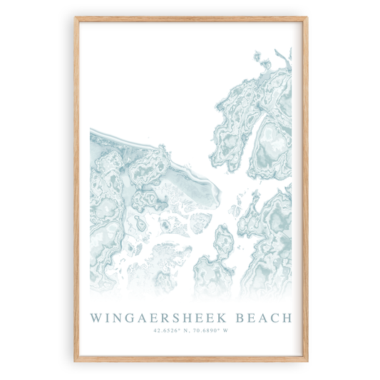 wingaersheek beach gloucester massachusetts map print in wood frame