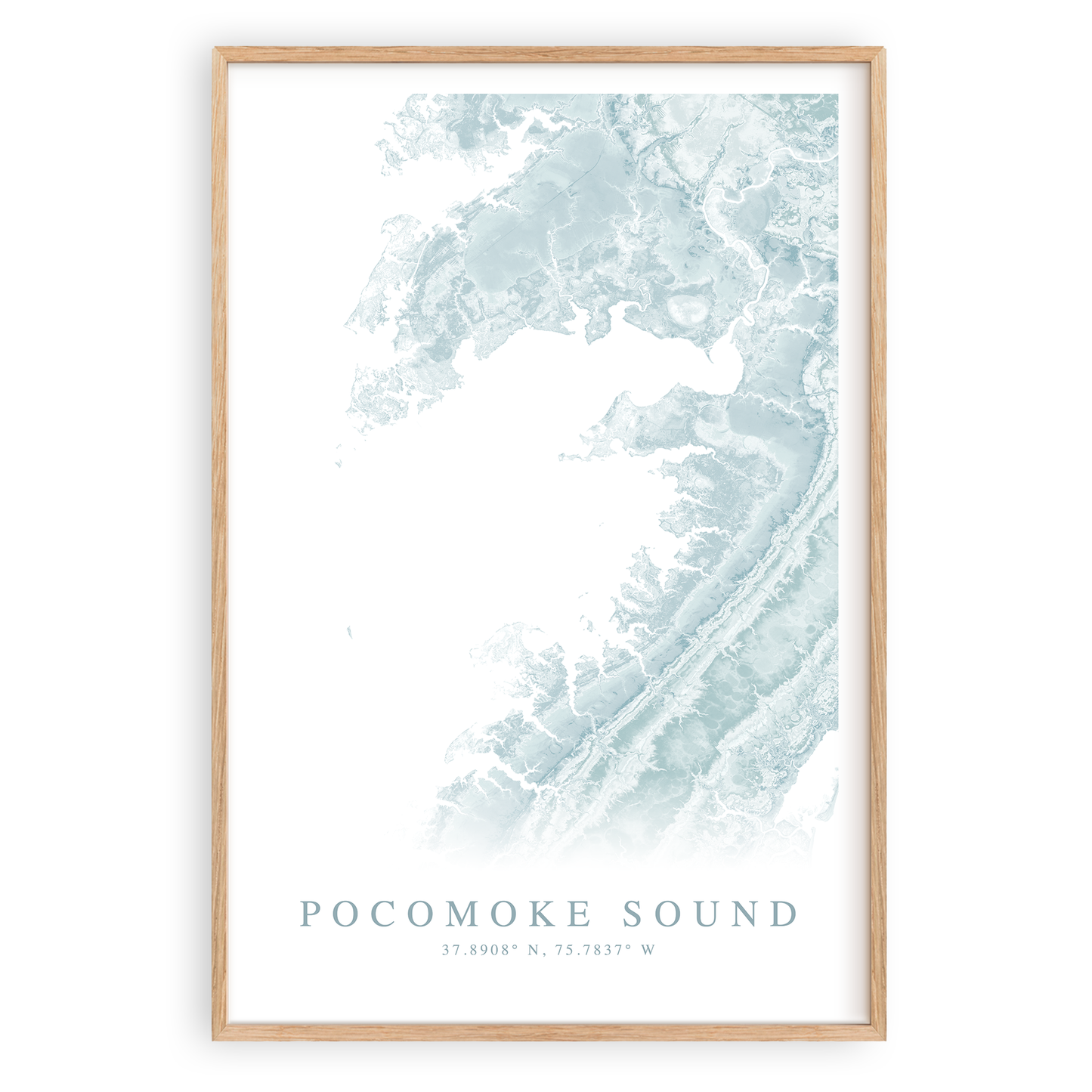pocomoke sound map print in wood frame
