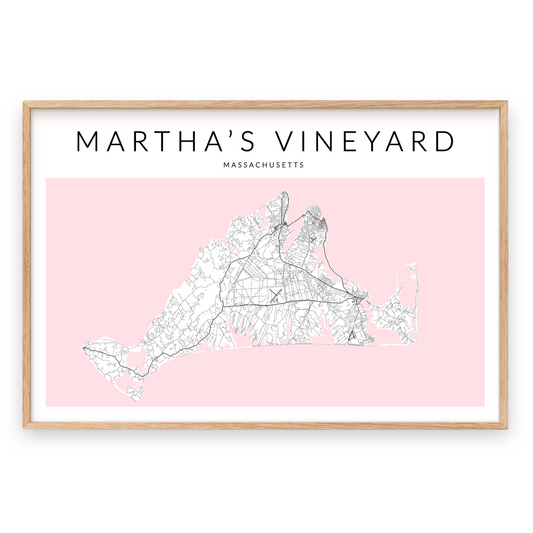 Martha's Vineyard Minimalist Map Print Landscape