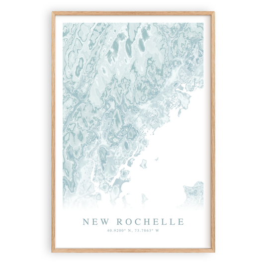 new rochelle new york map print in wood frame