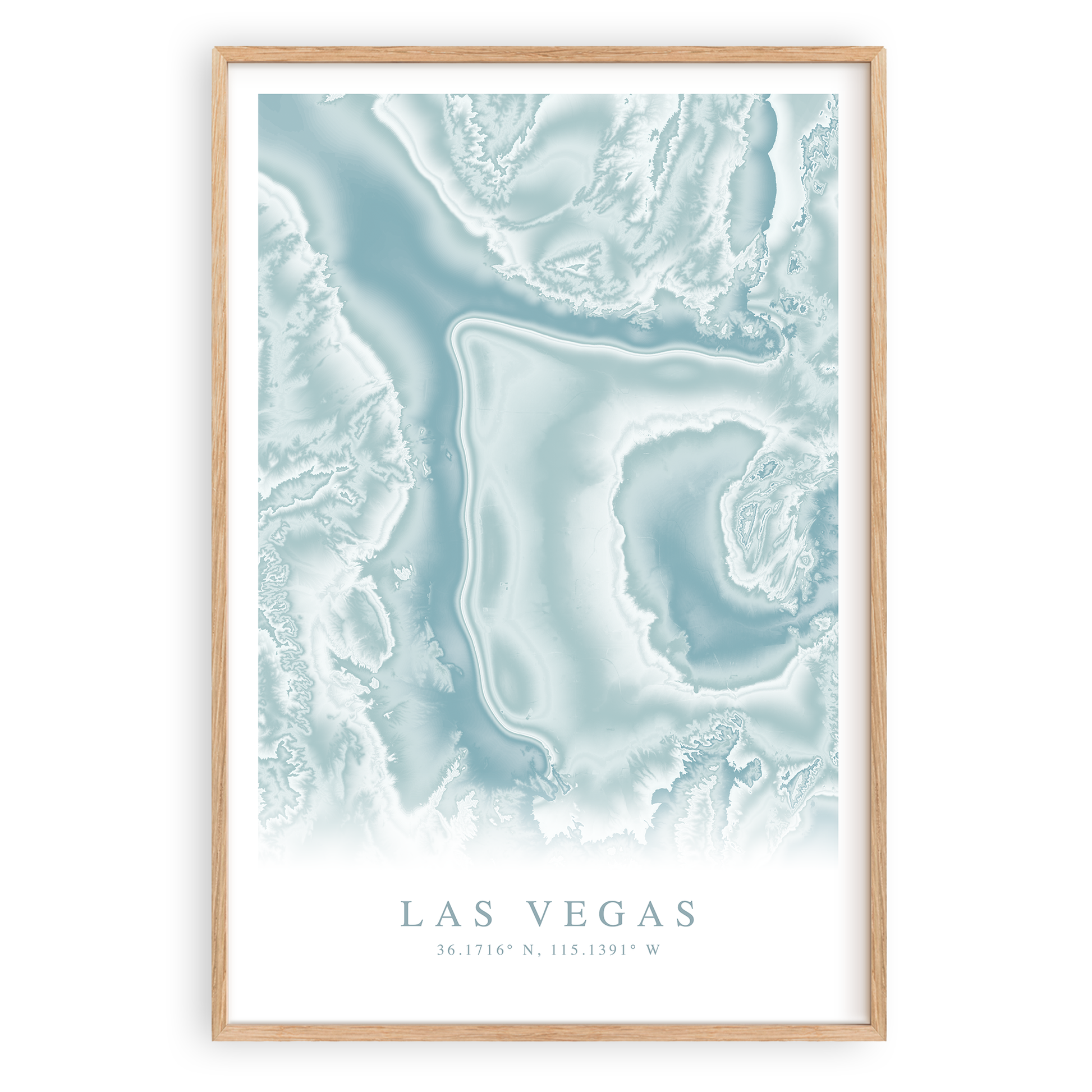 las vegas nevada map print in wood frame