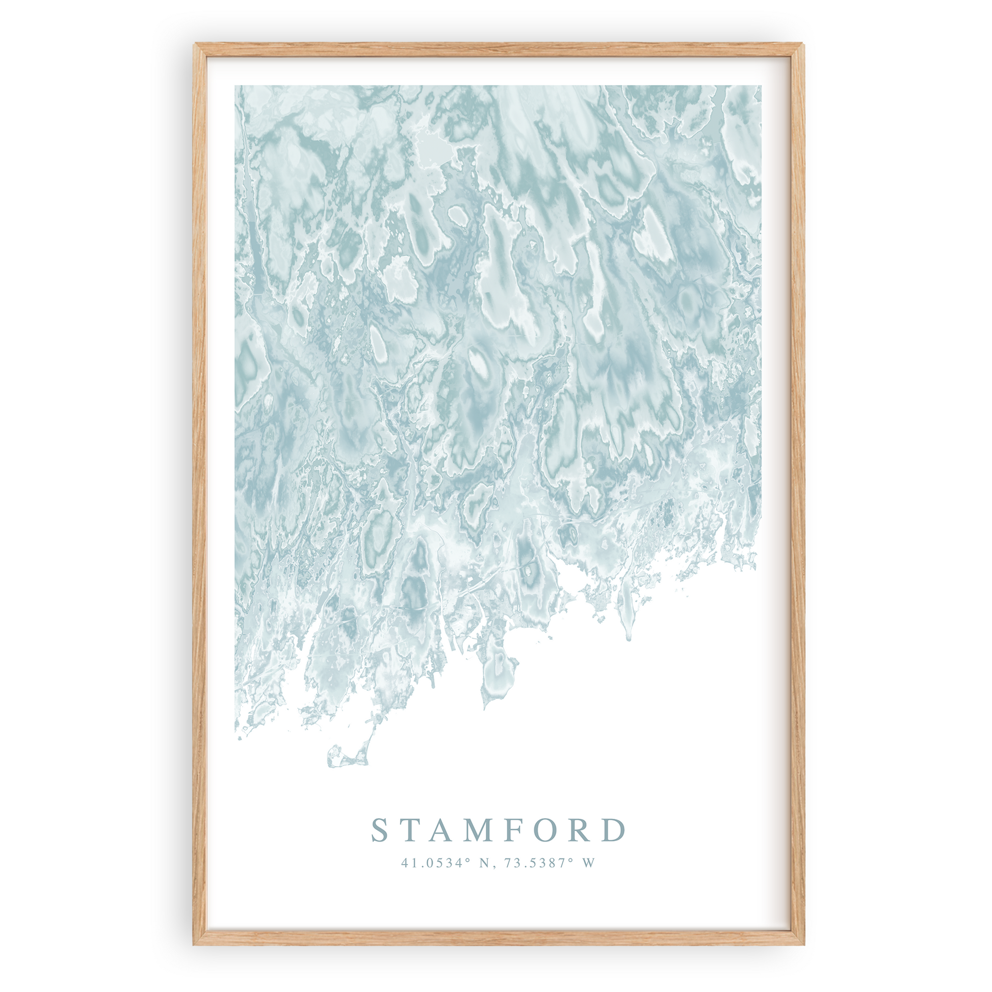 stamford connecticut map print in wood frame