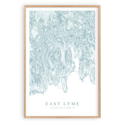 east lyme connecticut map poster in wood frame