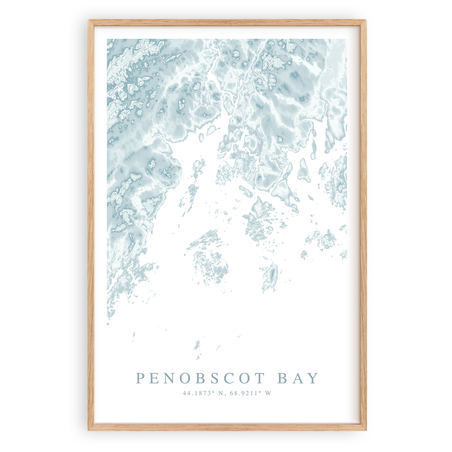 penobscot bay maine map poster in wood frame