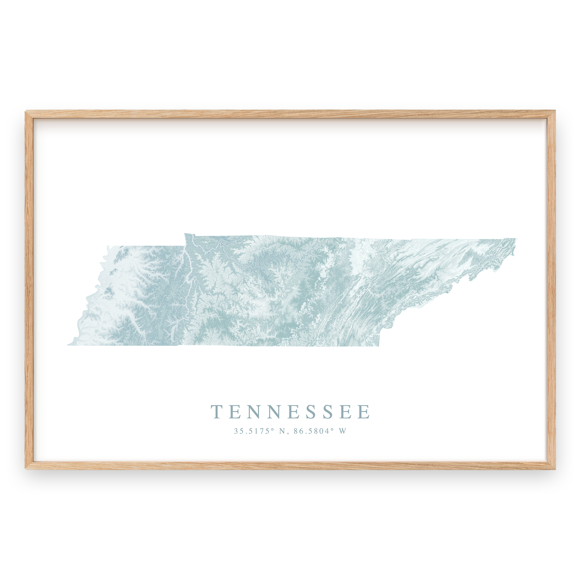 tennessee map print in wood frame