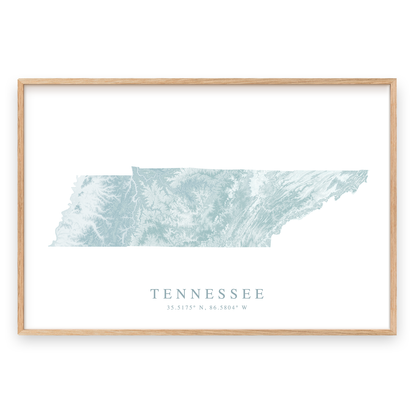 tennessee map print in wood frame