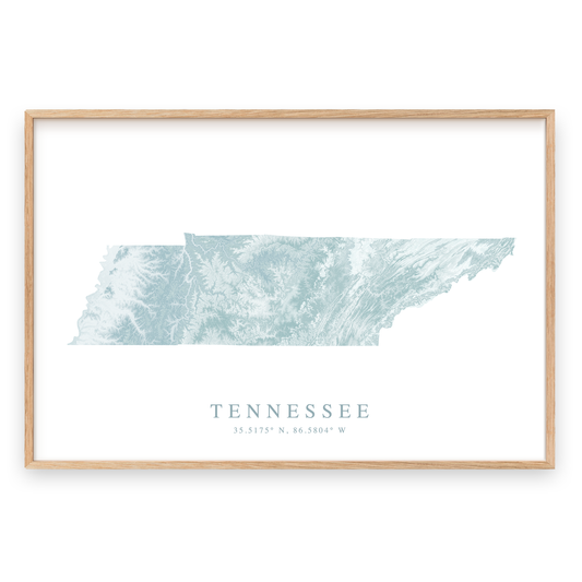 tennessee map print in wood frame