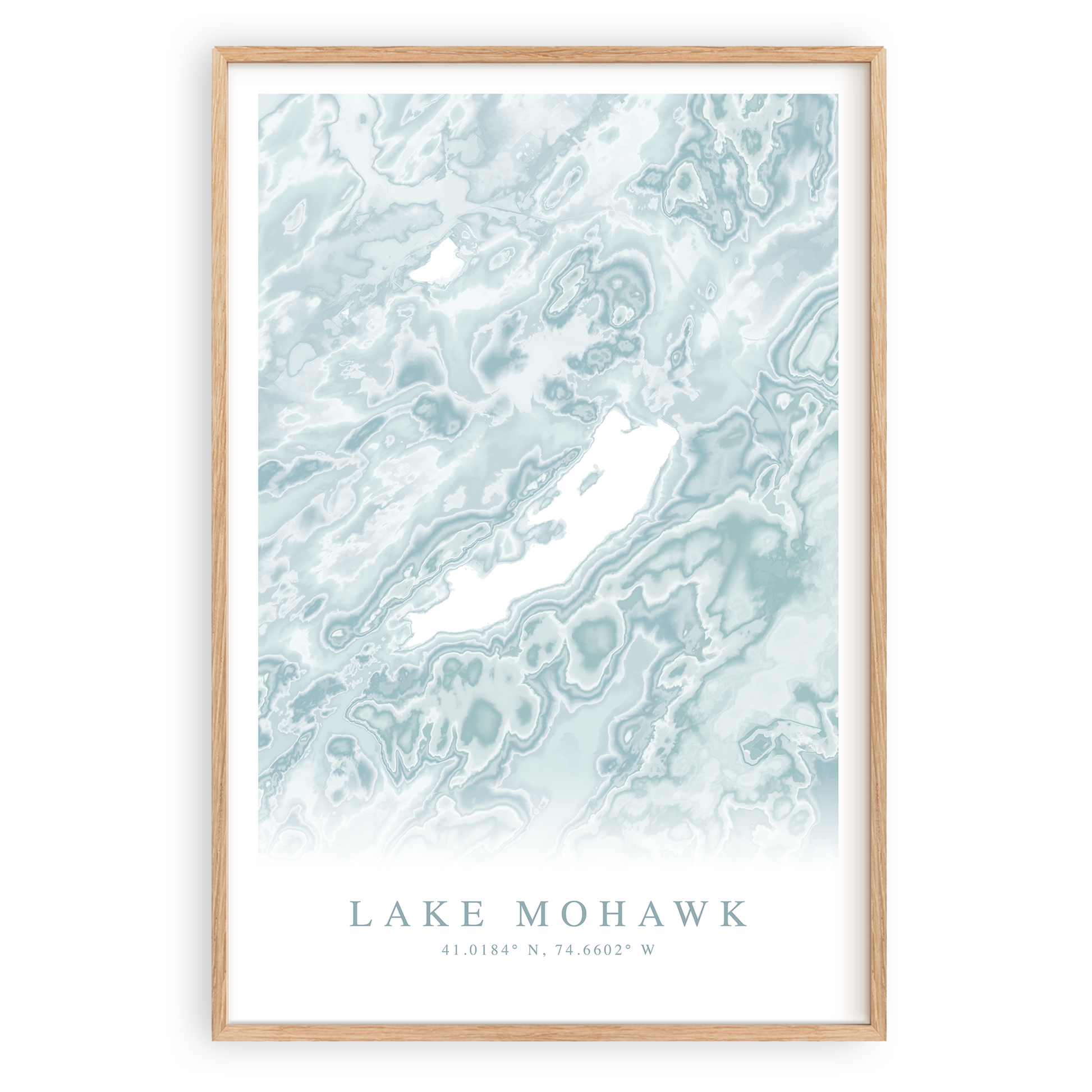 lake mohawk new jersey map print in wood frame