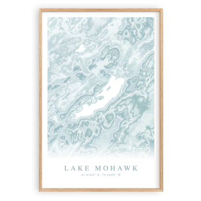 lake mohawk new jersey map print in wood frame