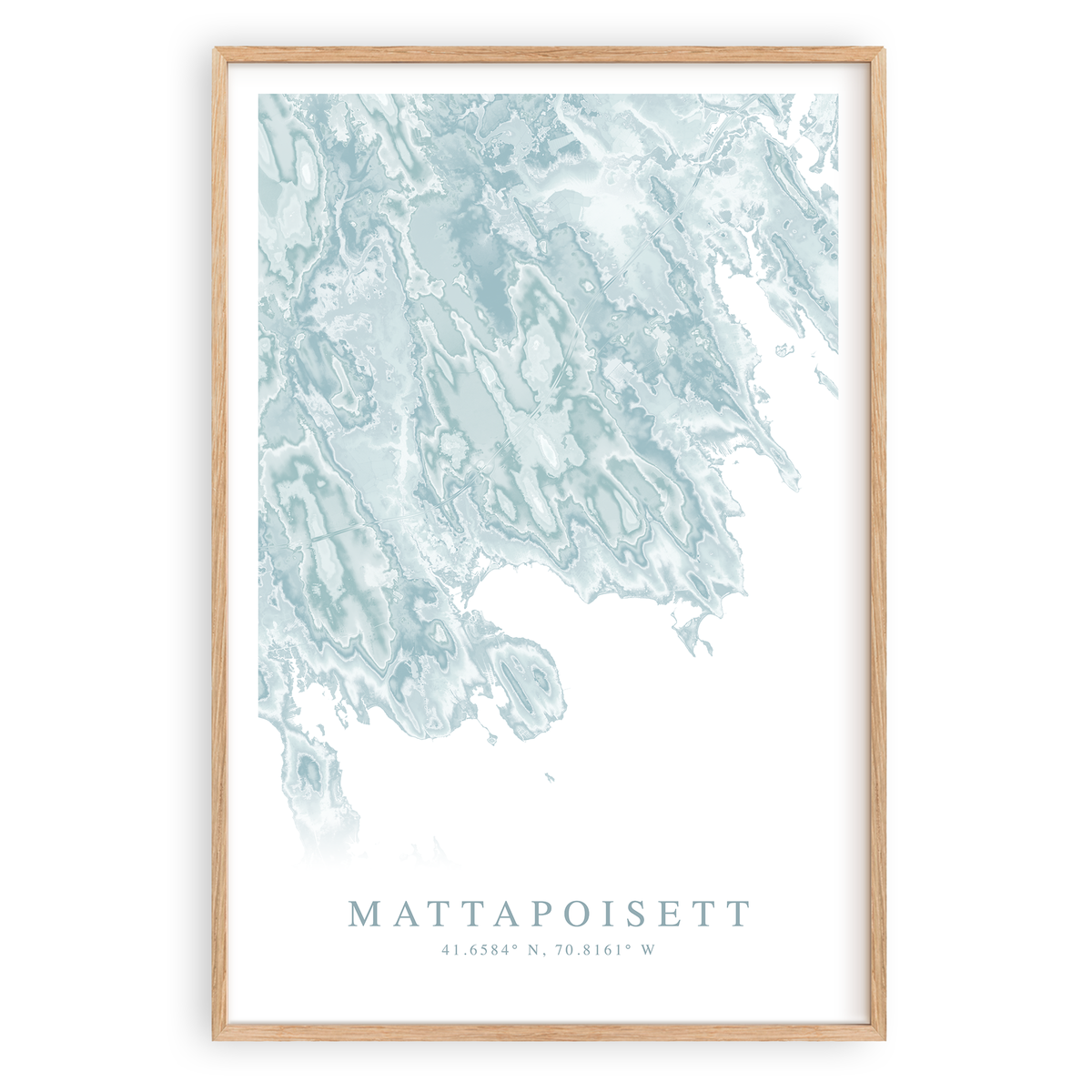 mattapoisett massachusetts map print in wood frame