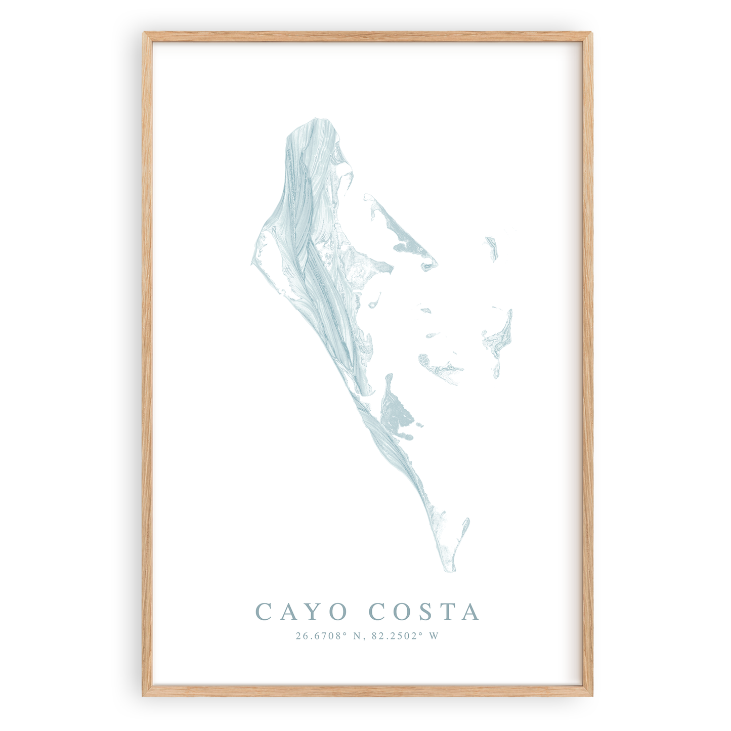 cayo costa florida map print in wood frame