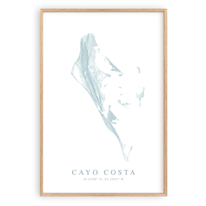 cayo costa florida map print in wood frame