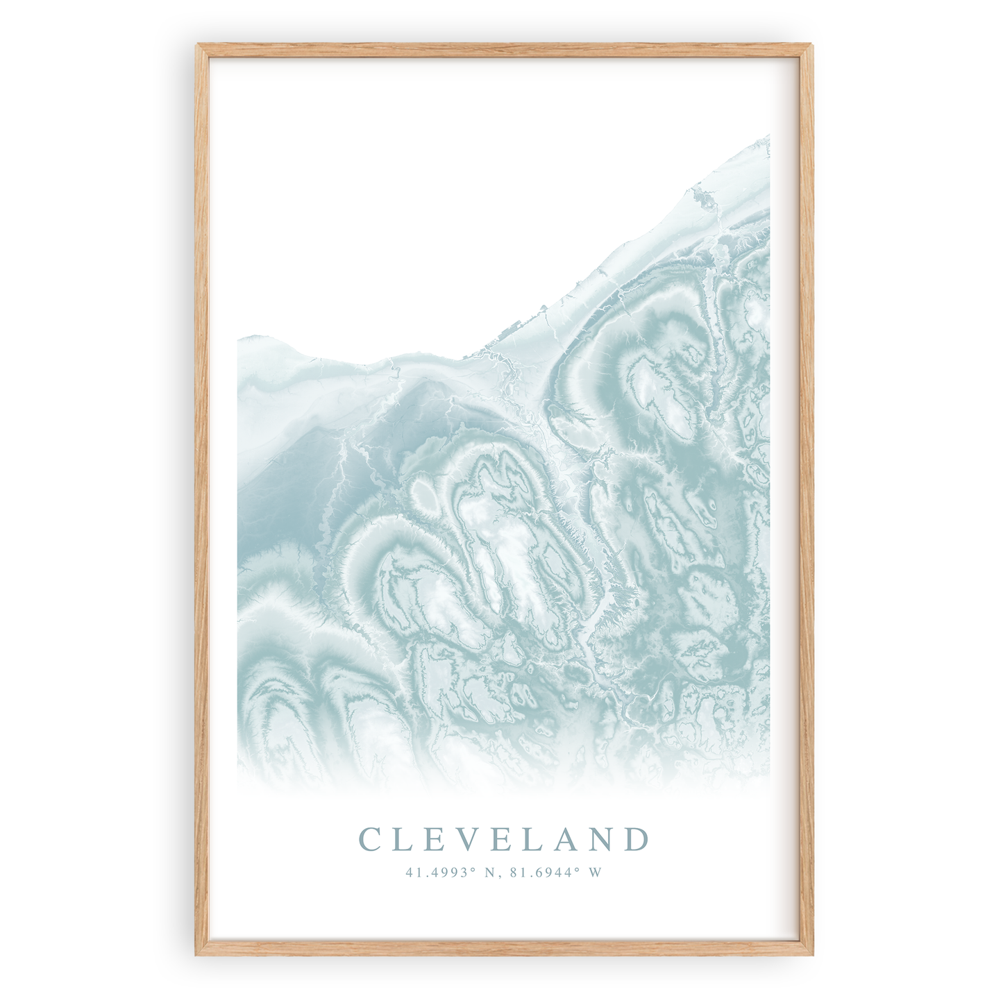 cleveland ohio map print in wood frame